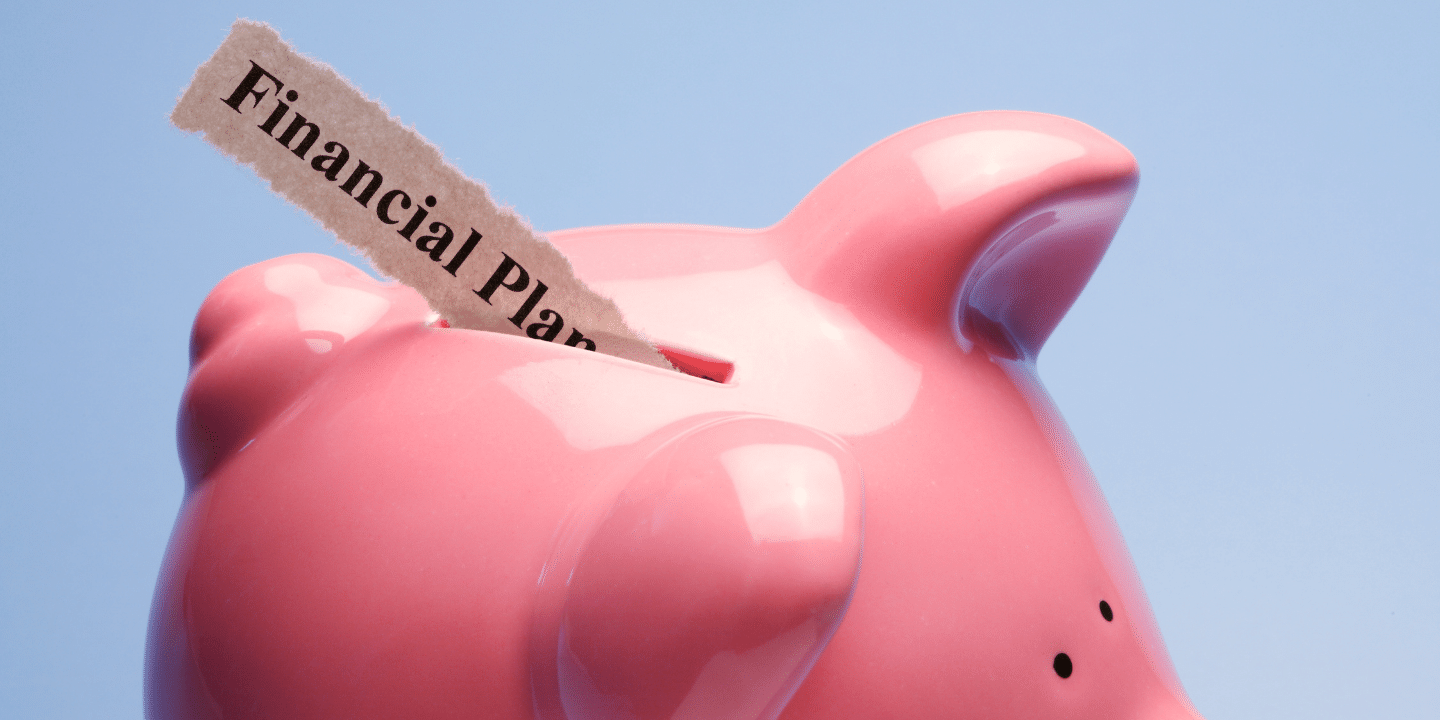 Personal Financial Planning: Piggy bank against blue background