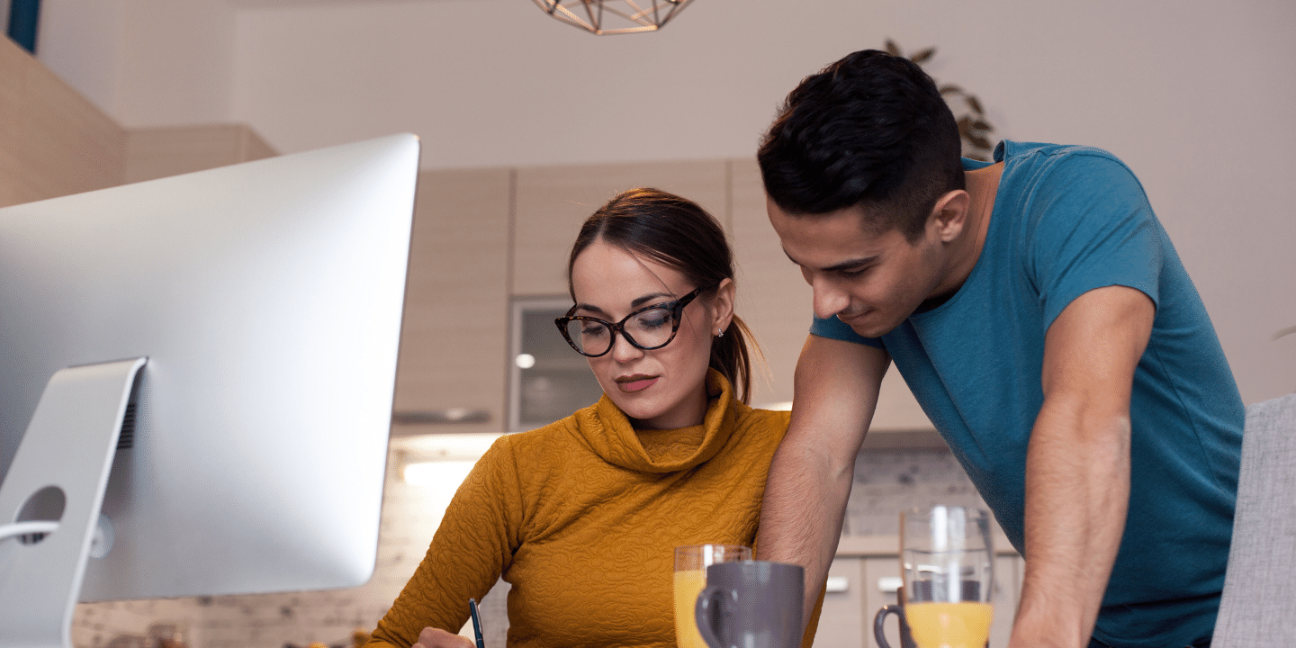 Young couple planning finances. Personal Finance Concept.