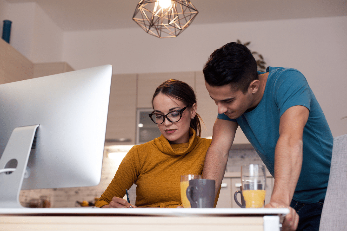 Young couple planning finances. Personal Finance Concept.